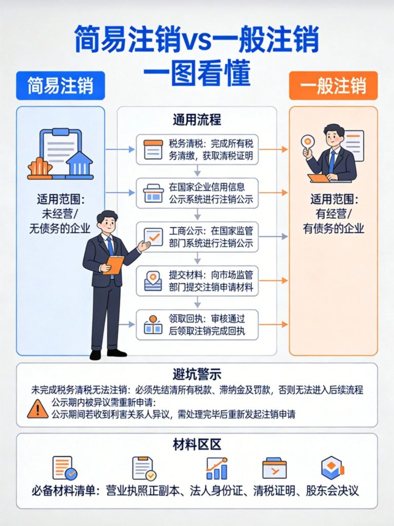 简易注销 vs 一般注销 对比整理-苏州东捷财税